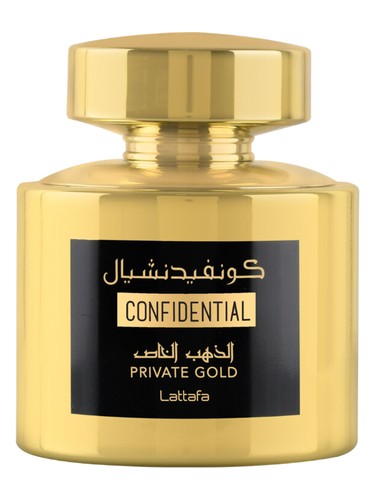 Lattafa Perfumes Confidential Private Gold perfume bottle